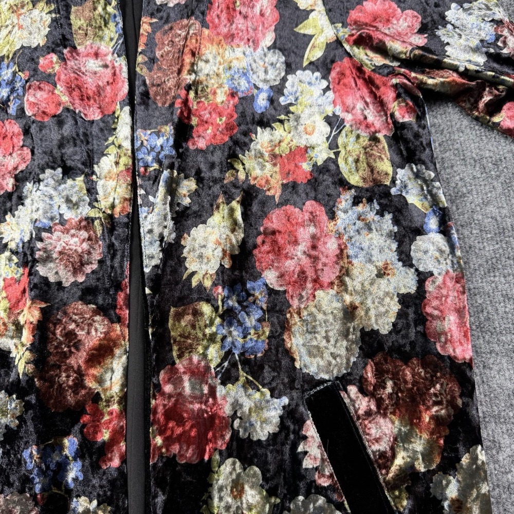 BCBGeneration Burnout Velvet Floral Jacket Medium Open Front Ruffle Bell Sleeve - Picture 4 of 11